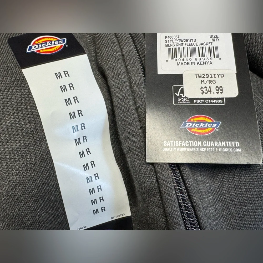 NWT Dickies Midweight Fleece Zip Hoodie SZ M